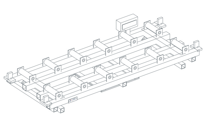 USPE Weighing Roller Pallet, USPE-RP12-S, main view of original editable CAD geometry; unapproved design proposal, not a product photograph