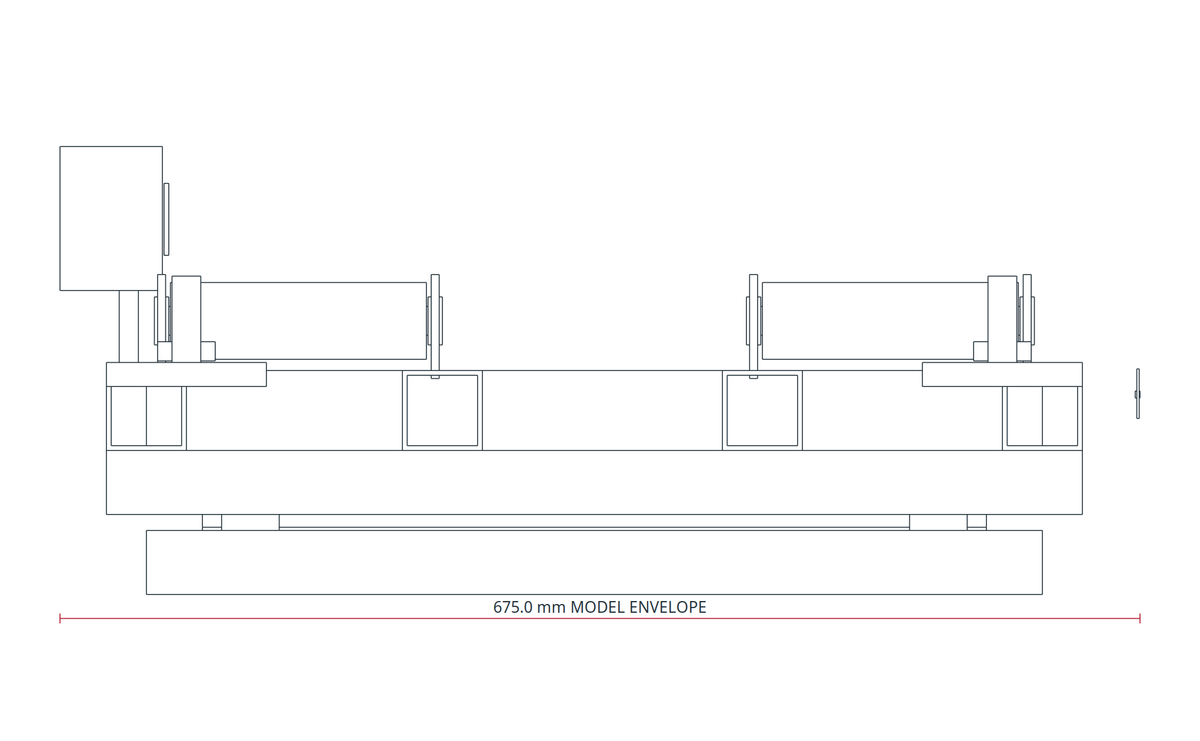 USPE Weighing Roller Pallet, USPE-RP12-S, side view of original editable CAD geometry; unapproved design proposal, not a product photograph