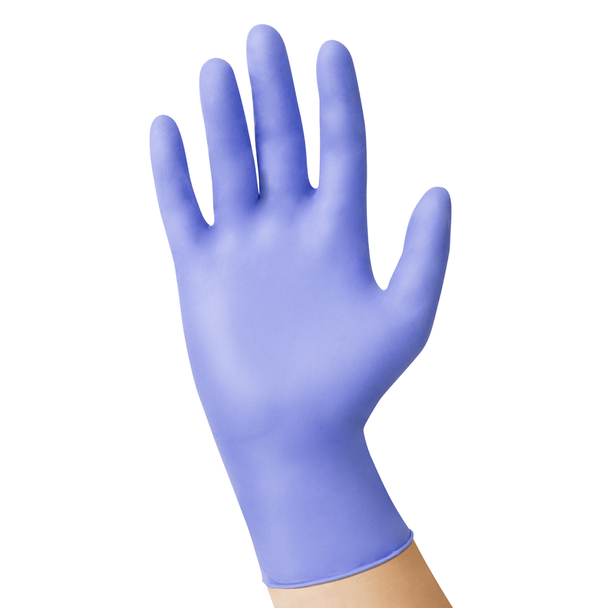 USPE sensitive-touch textured nitrile exam glove in violet blue, 9.5-inch length, powder-free