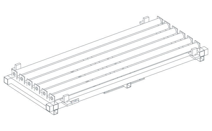 USPE Side-Transfer Roller Pallet, USPE-SR6, main view of original editable CAD geometry; unapproved design proposal, not a product photograph