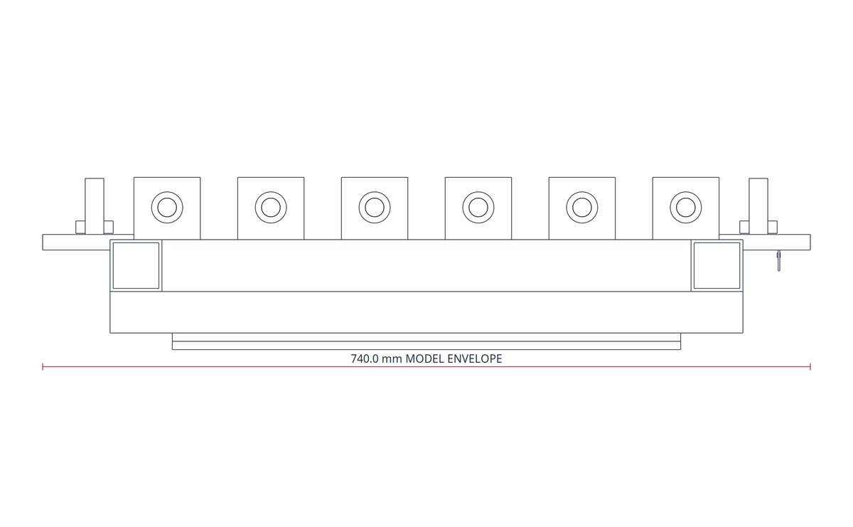 USPE Side-Transfer Roller Pallet, USPE-SR6, side view of original editable CAD geometry; unapproved design proposal, not a product photograph