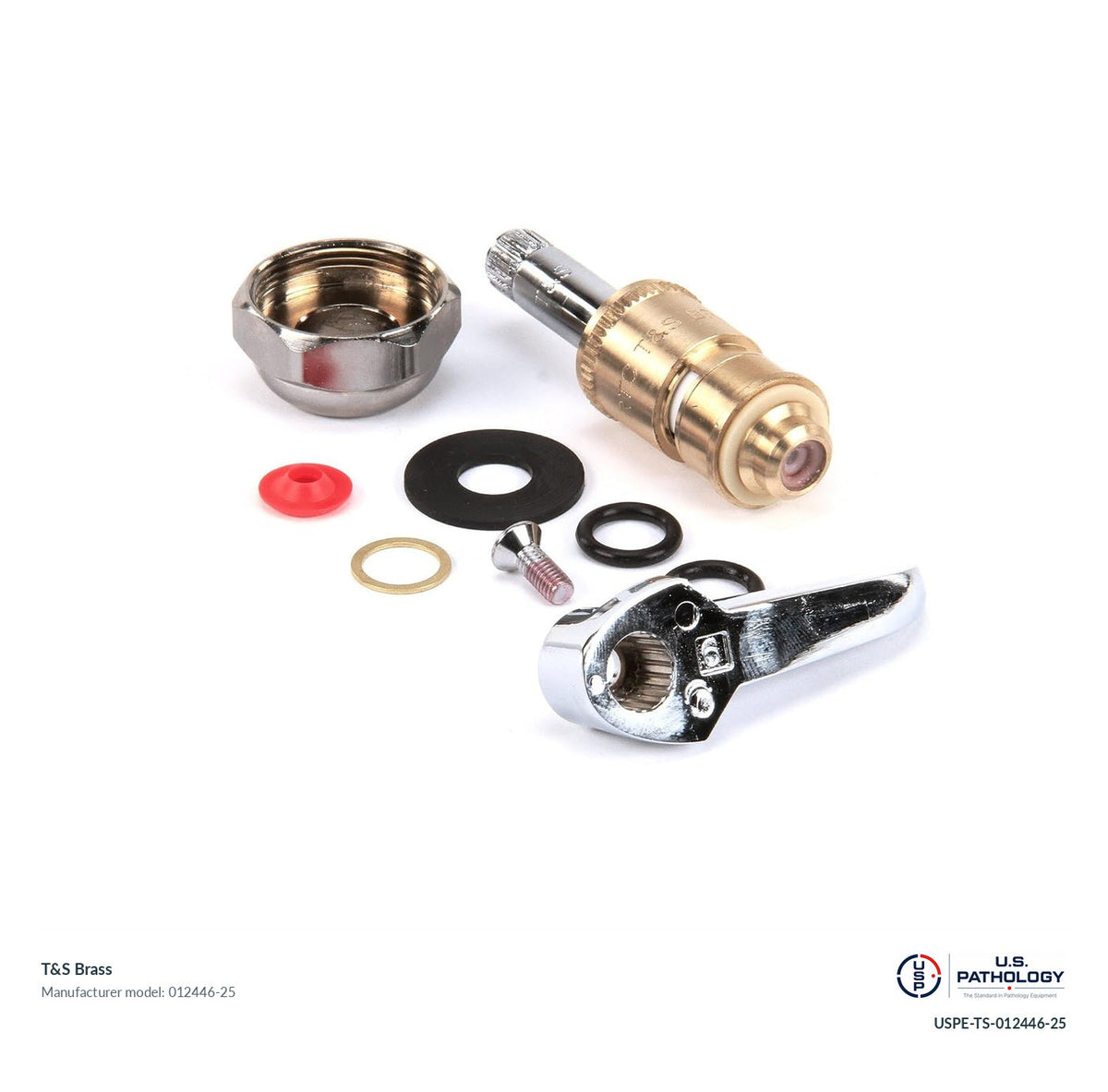 T&S Brass 012446-25 Ceramic cartridge with check valve and lever handle; genuine T&S manufacturer reference; USPE catalog USPE-TS-012446-25