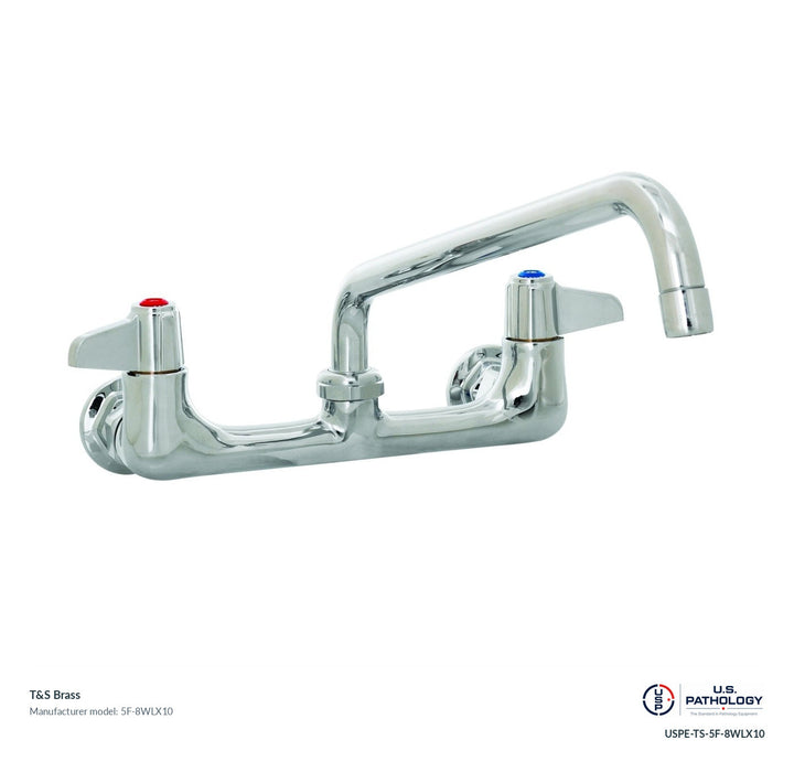 T&S Brass 5F-8WLX10 Wall-mount faucet with swivel nozzle; genuine T&S manufacturer reference; USPE catalog USPE-TS-5F-8WLX10