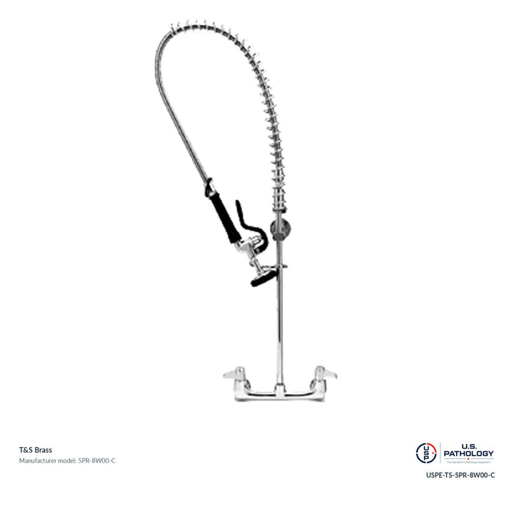 T&S Brass 5PR-8W00-C Wall-mount pre-rinse unit; genuine T&S manufacturer reference; USPE catalog USPE-TS-5PR-8W00-C