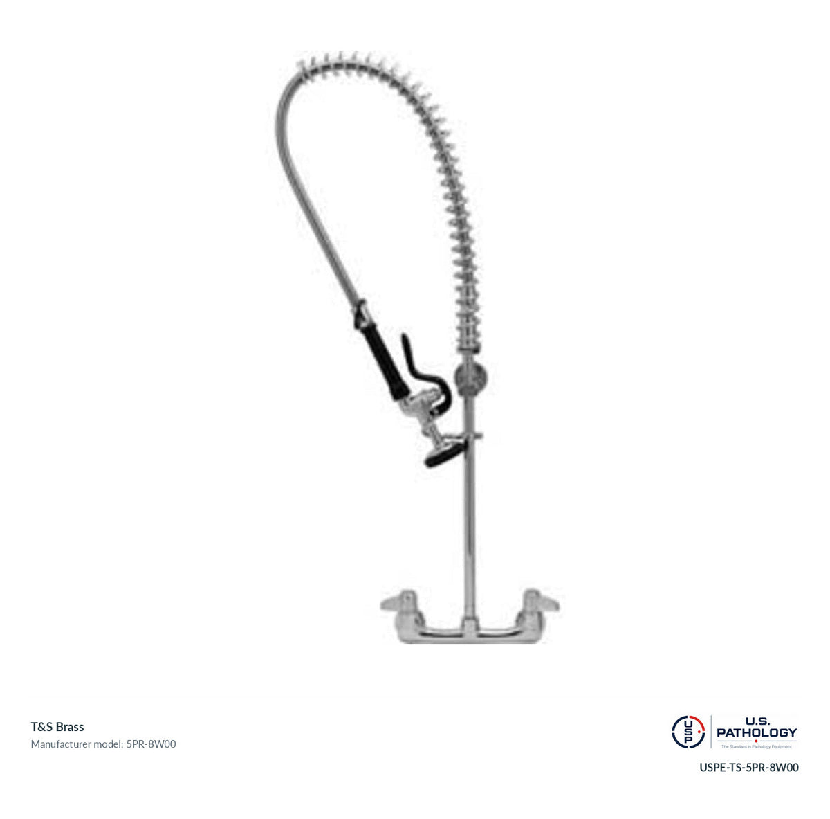 T&S Brass 5PR-8W00 Wall-mount pre-rinse unit; genuine T&S manufacturer reference; USPE catalog USPE-TS-5PR-8W00
