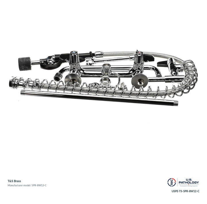 T&S Brass 5PR-8W12-C Wall-mount low-flow pre-rinse with swing-nozzle add-on faucet; genuine T&S manufacturer reference; USPE catalog USPE-TS-5PR-8W12-C
