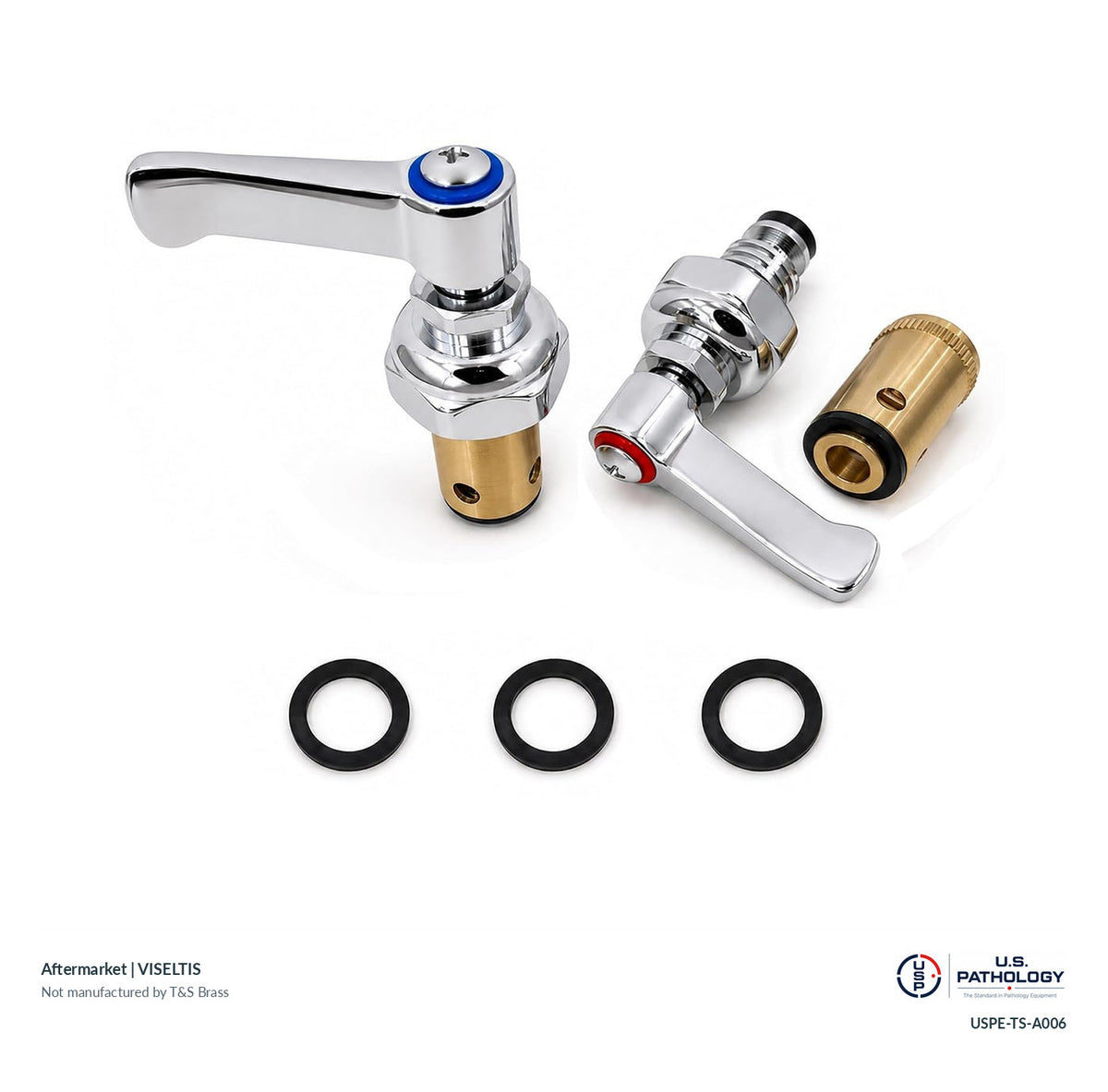 VISELTIS Hot and cold spindle assembly set | Aftermarket; third-party aftermarket reference, not a T&S-manufactured product; USPE catalog USPE-TS-A006