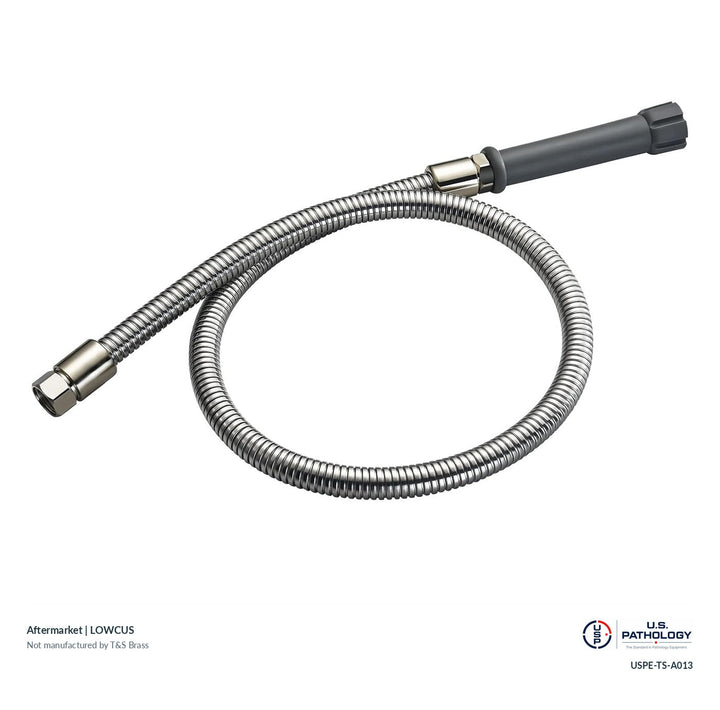 LOWCUS Pre-rinse hose with handle | Aftermarket; third-party aftermarket reference, not a T&S-manufactured product; USPE catalog USPE-TS-A013