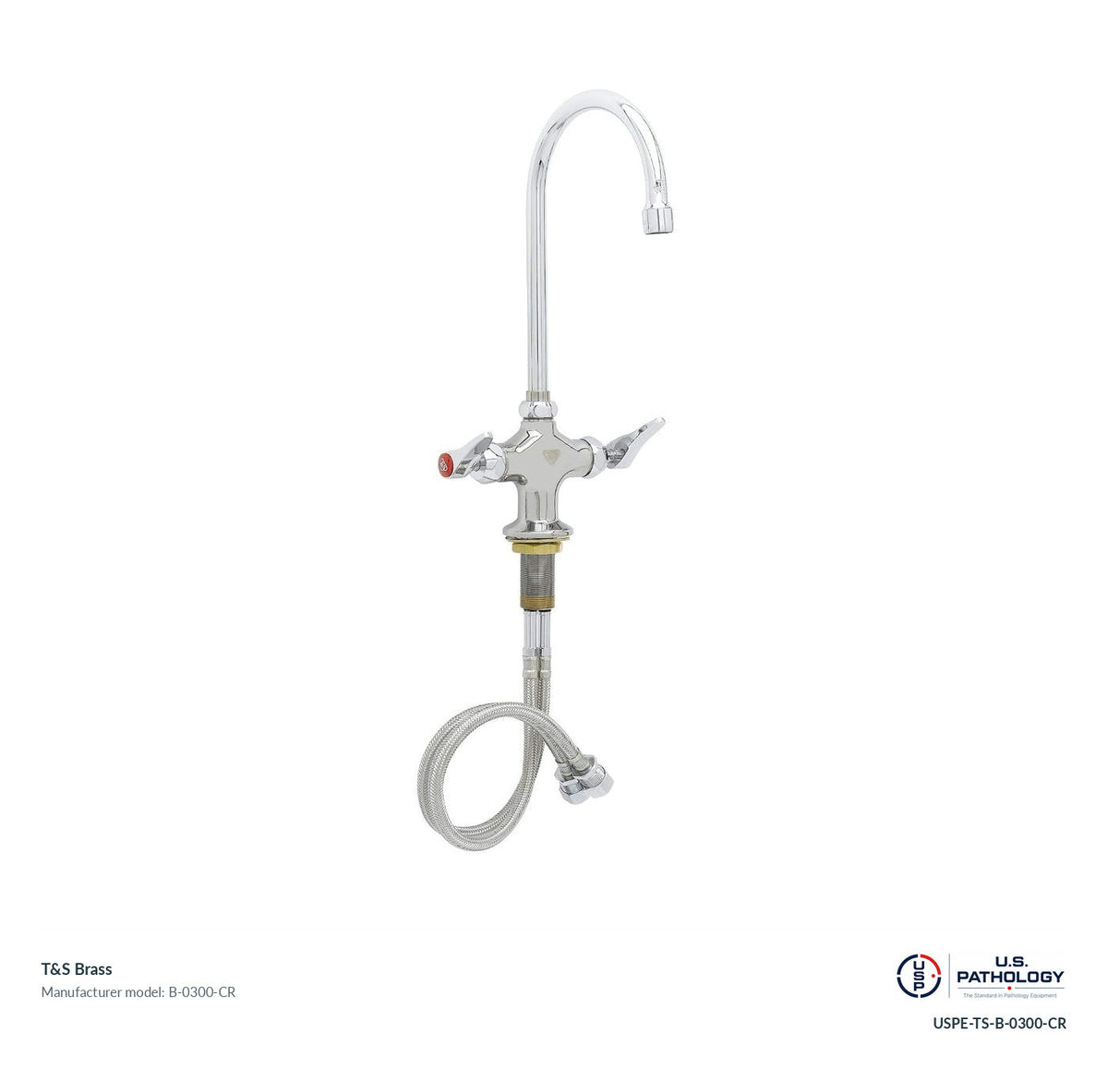 T&S Brass B-0300-CR Single-hole deck-mount mixing faucet; genuine T&S manufacturer reference; USPE catalog USPE-TS-B-0300-CR