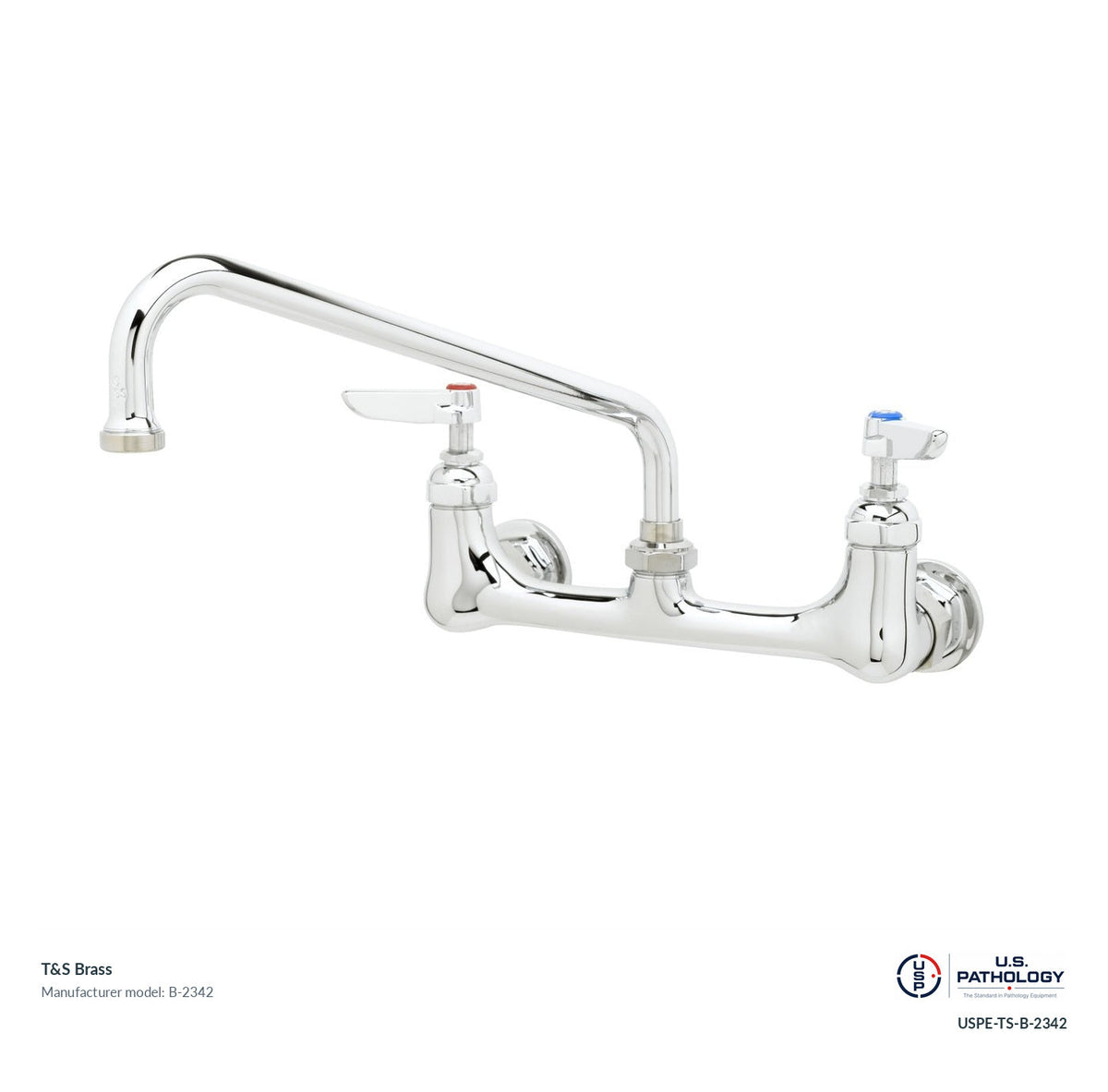 T&S Brass B-2342 Wall-mount double pantry faucet; genuine T&S manufacturer reference; USPE catalog USPE-TS-B-2342