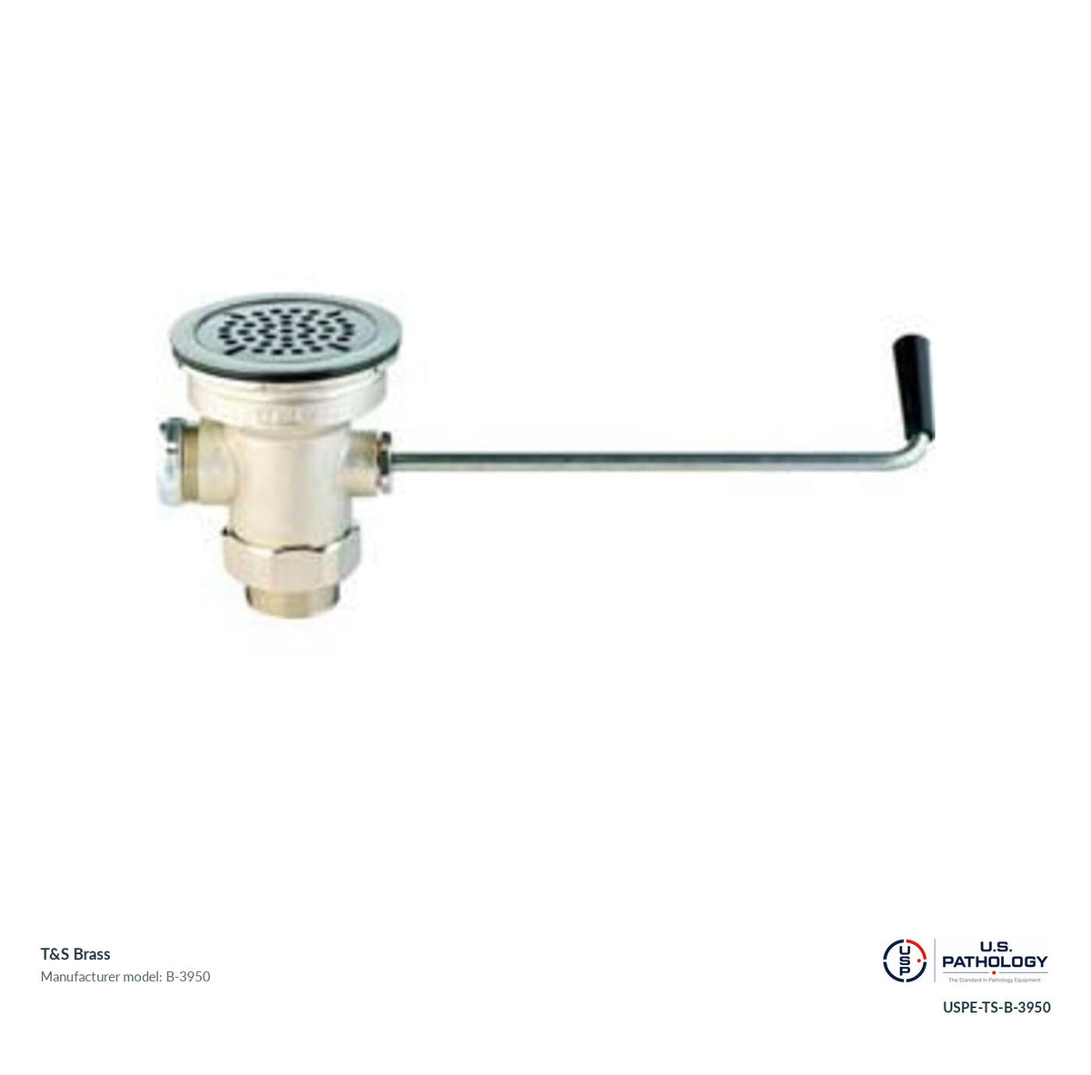 T&S Brass B-3950 Twist-handle waste drain valve; genuine T&S manufacturer reference; USPE catalog USPE-TS-B-3950