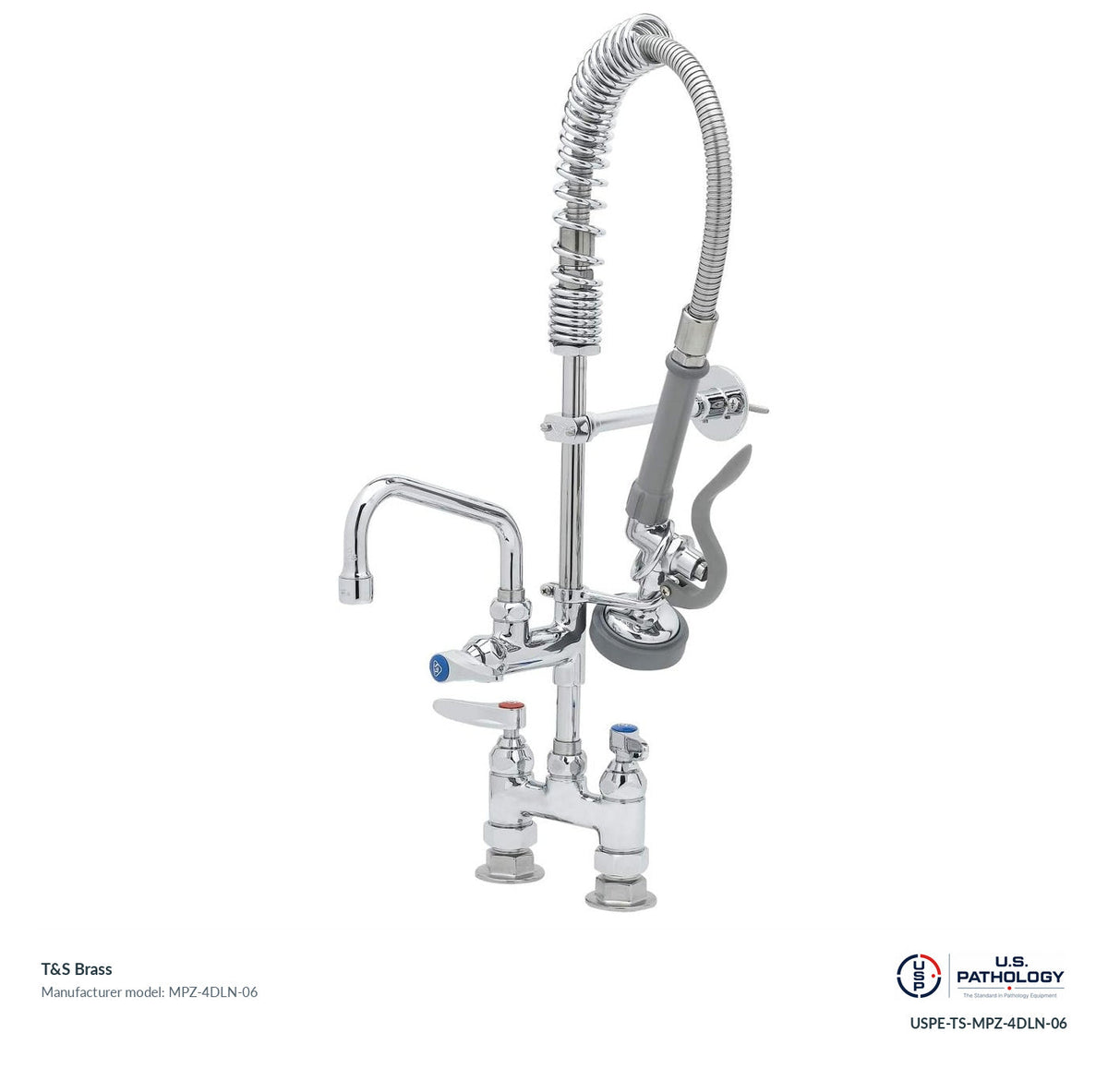 T&S Brass MPZ-4DLN-06 Deck-mount mini pre-rinse faucet; genuine T&S manufacturer reference; USPE catalog USPE-TS-MPZ-4DLN-06
