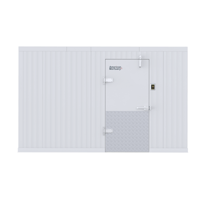  10x12 walk-in body storage cooler OSHA EPA DOE UL compliant USA-made mortuary refrigeration