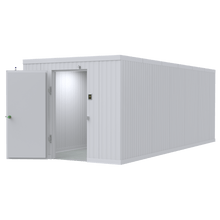 Walk-in morgue cooler with door open for easy access, featuring durable stainless steel construction and advanced insulation — one of the highest-rated mortuary coolers for professional funeral homes and medical facilities.