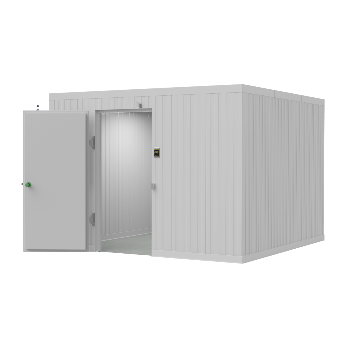 Interior clearance inside a walk-in mortuary cooler supporting safe loading and airflow
