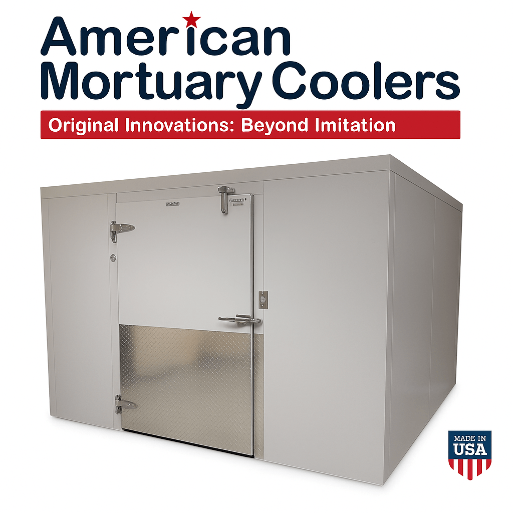 Refrigeration system components installed in a professional walk-in mortuary cooler