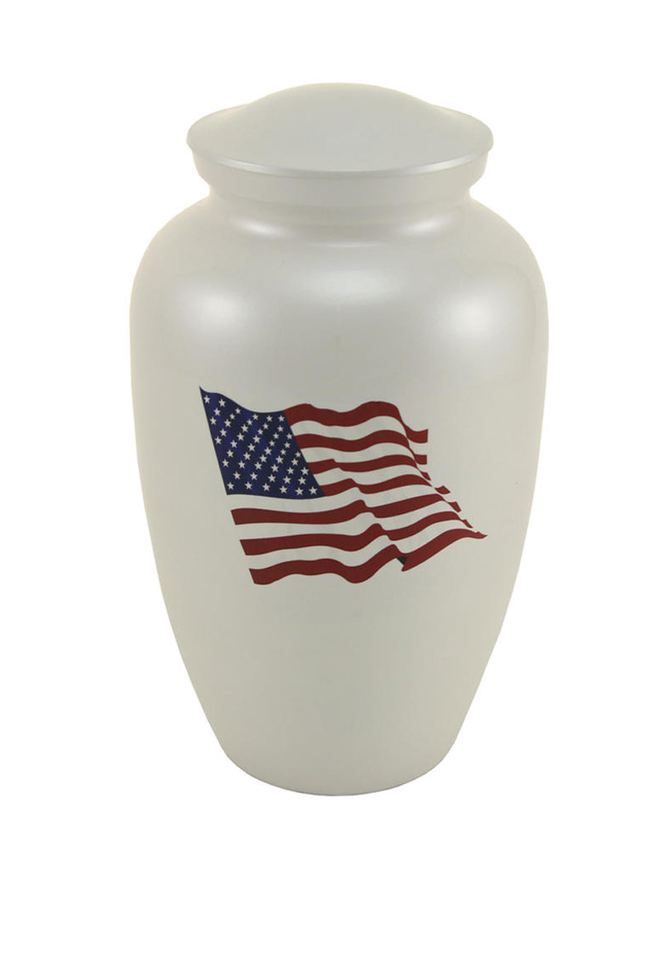 White American Flag Full Size Cremation Urn, Full Size (Adult), 10.4 x 6.1 x 6.1 in