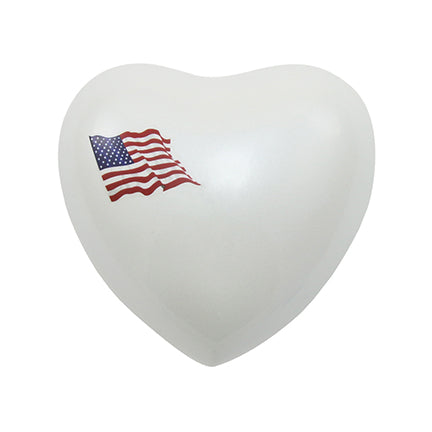 White American Flag Heart Keepsake Urn, Heart Keepsake, 2.7 x 2.9 x 1.6 in