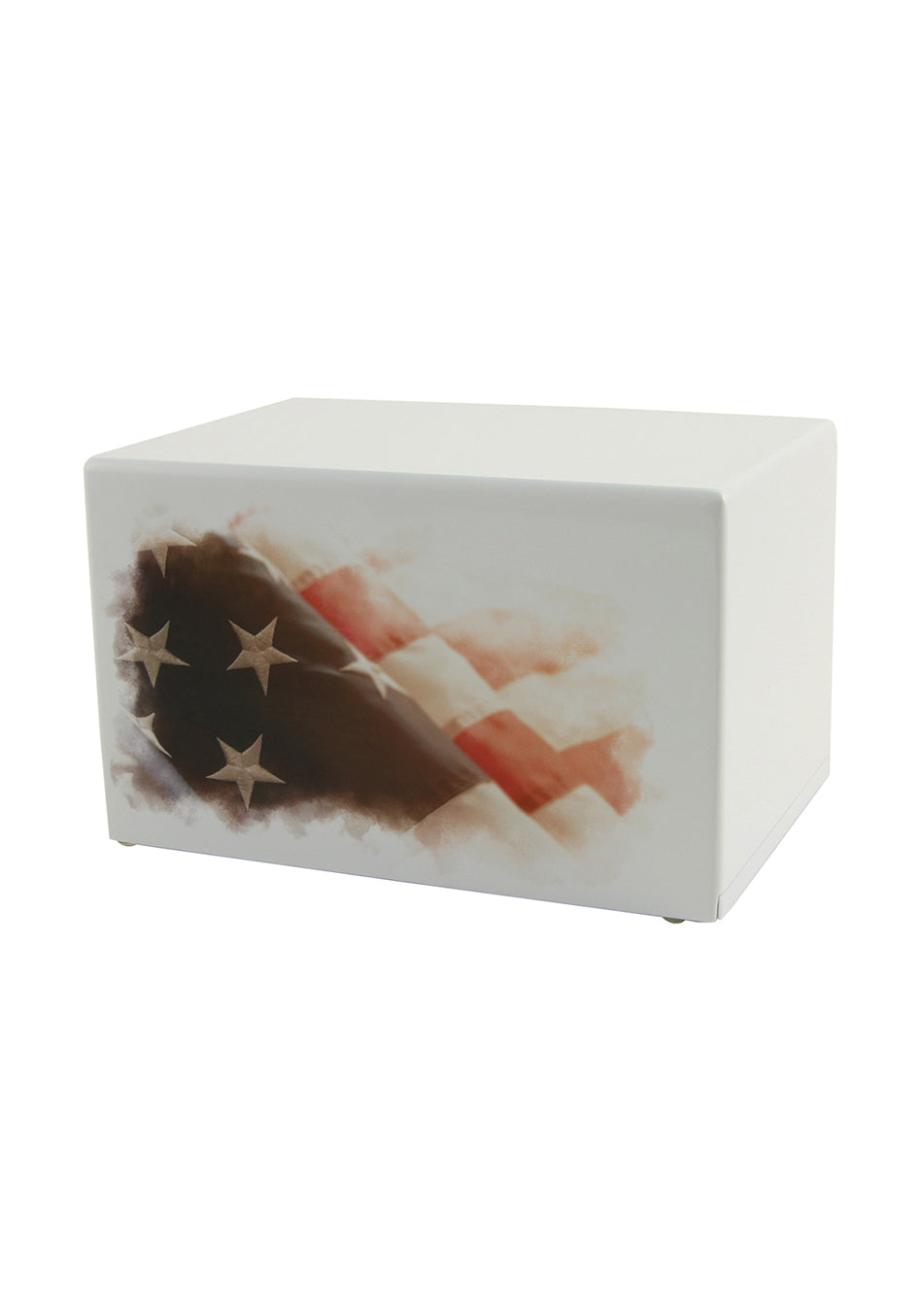 White Wood American Flag Full Size Cremation Urn