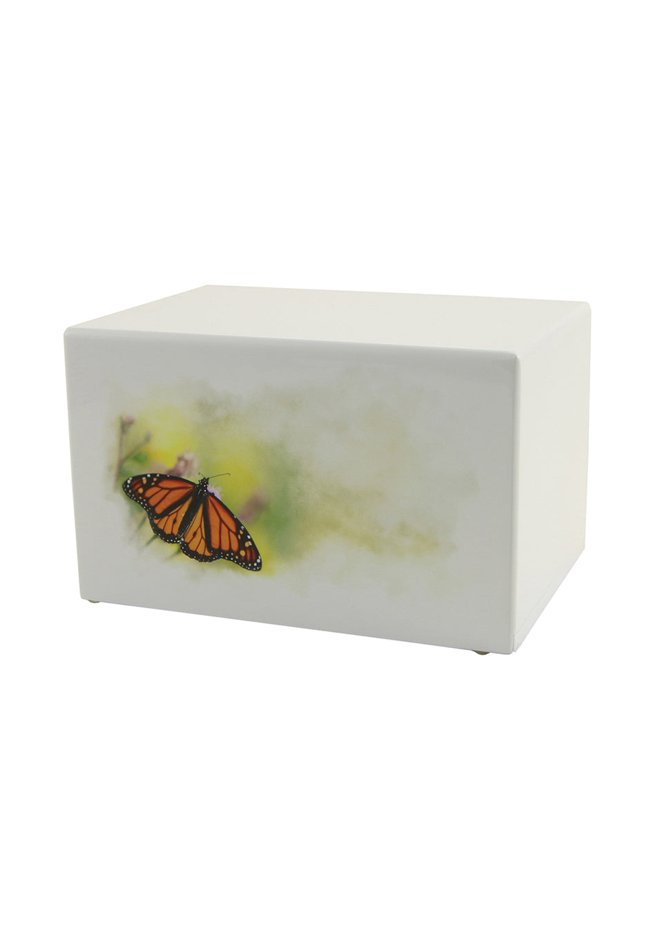 White Wood Butterfly Full Size Cremation Urn, Full Size (Adult), 5.5 x 9 x 6.25 in