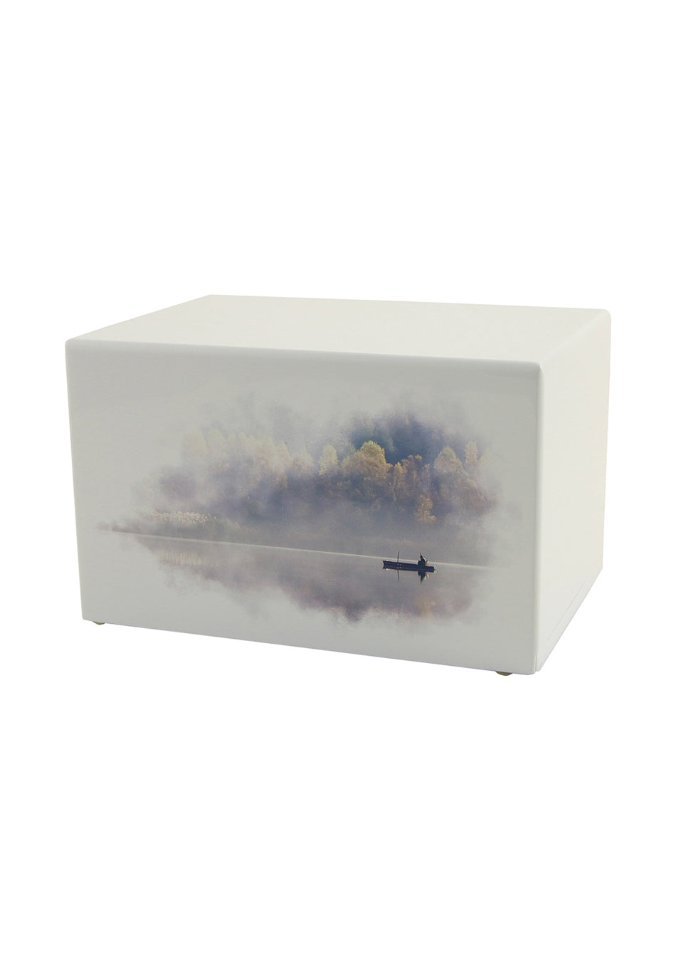 White Wood Calm Water Full Size Cremation Urn