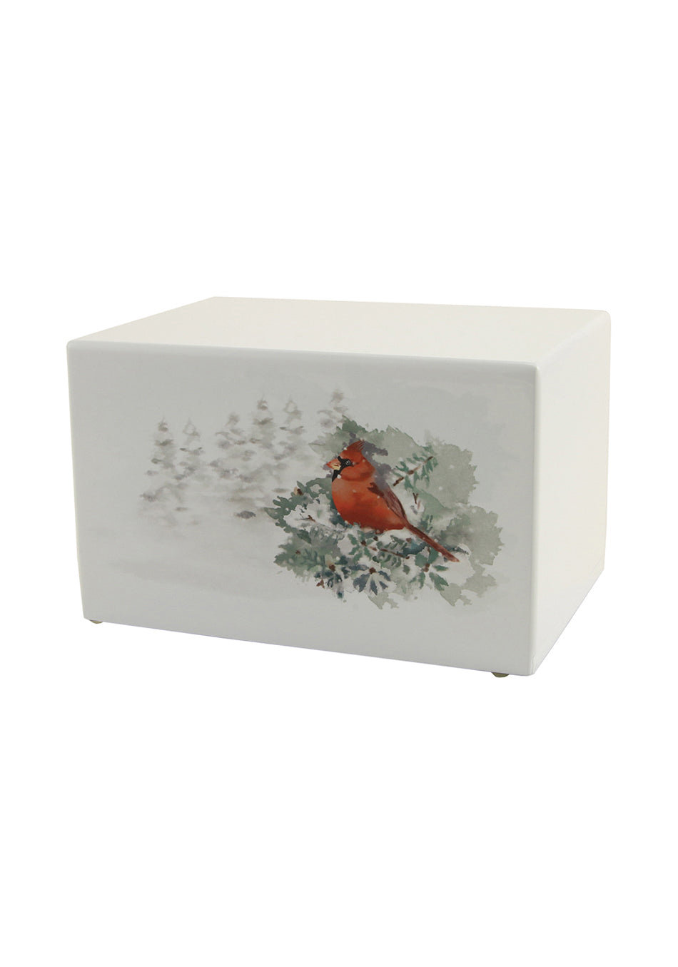 White Wood Cardinal Full Size Cremation Urn