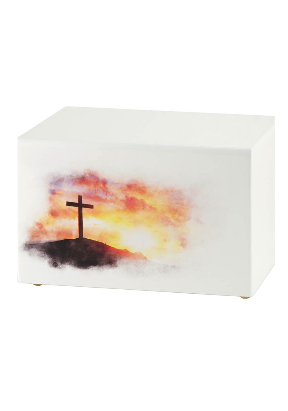 White Wood Cross Full Size Cremation Urn, Full Size (Adult), 5.5 x 9 x 6.25 in