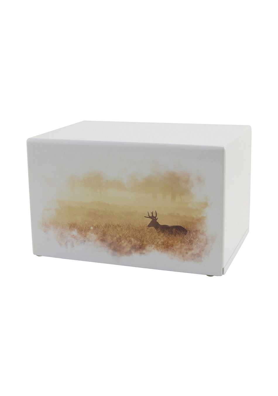 White Wood Deer Full Size Cremation Urn