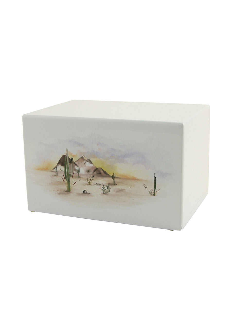 White Wood Desert Sunrise Full Size Cremation Urn, Full Size (Adult), 5.5 x 9 x 6.25 in