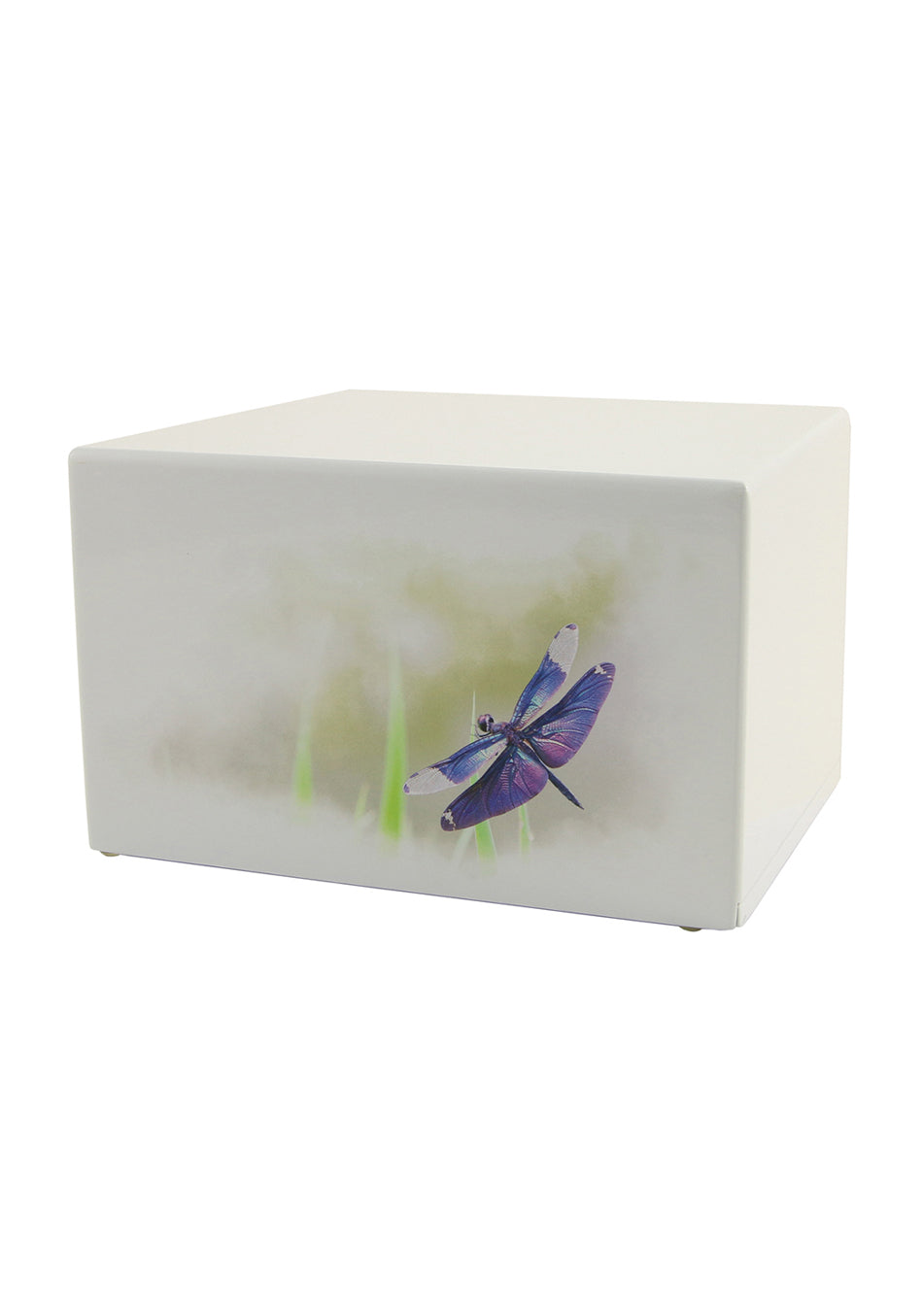White Wood Dragonfly Full Size Cremation Urn, Full Size (Adult), 5.5 x 9 x 6.25 in