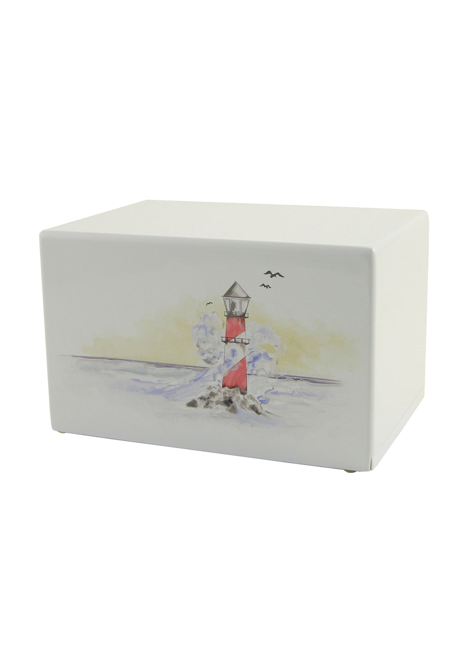 White Wood Lighthouse Full Size Cremation Urn, Full Size (Adult), 5.5 x 9 x 6.25 in