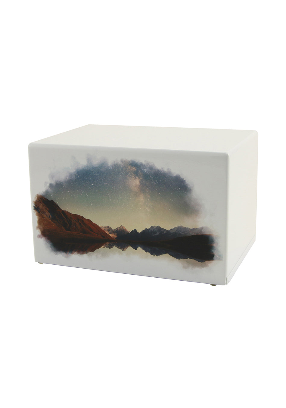 White Wood Night Sky Full Size Cremation Urn
