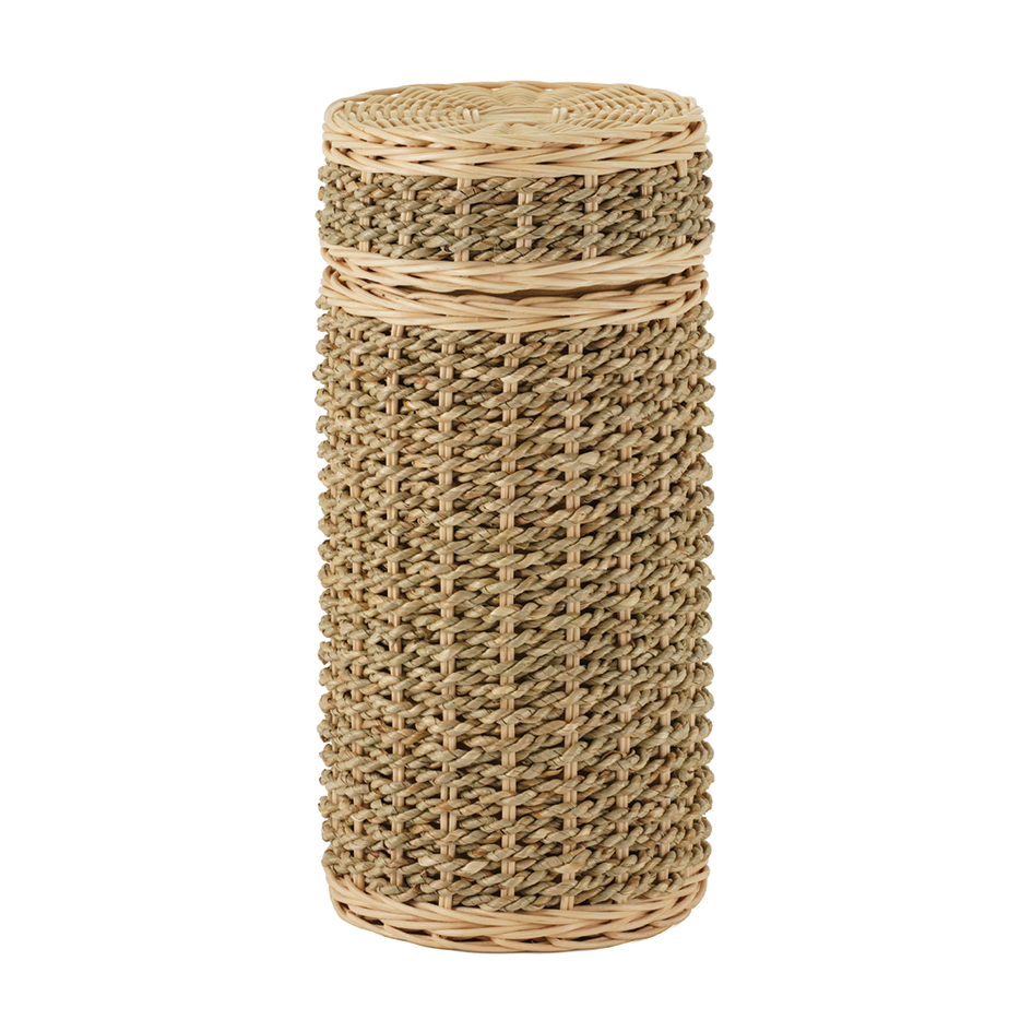 Woven Seagrass Scattering Urn, Full size adult scattering urn, 11.9 x 5.4 x 5.4 in