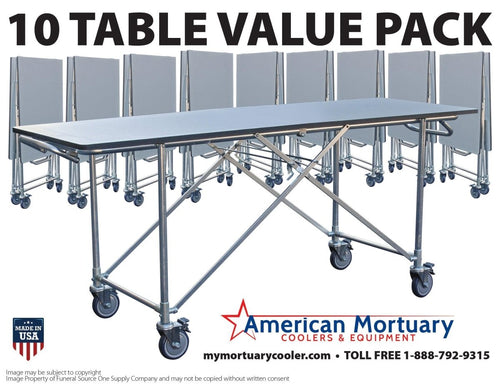 10 Value Pack: Heavy-Duty Folding Dressing Tables - Tough & Affordable Mortuary Prep Solution