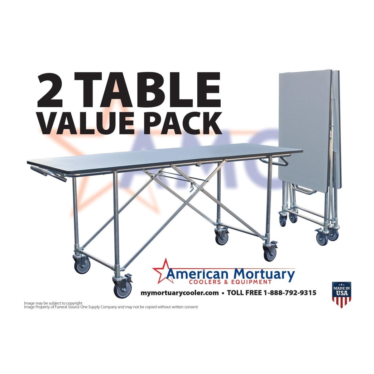 2 Pack Bundle: Folding Mortuary Dressing Table | Space - Saving | Save Big - American Mortuary Coolers & Equipments