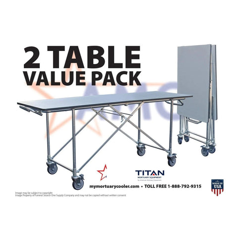 2-Pack Folding Mortuary Dressing Tables | Cadaver Prep Table Bundle | Space-Saving Morgue Dressing Tables