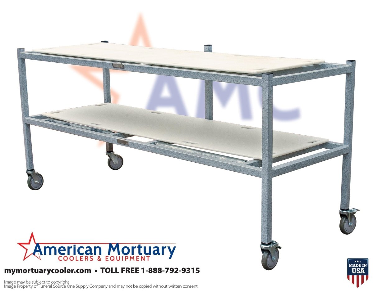 2 - Tier Mortuary Cadaver Rack – Side Loading, Heavy - Duty Frame - American Mortuary Coolers & Equipments
