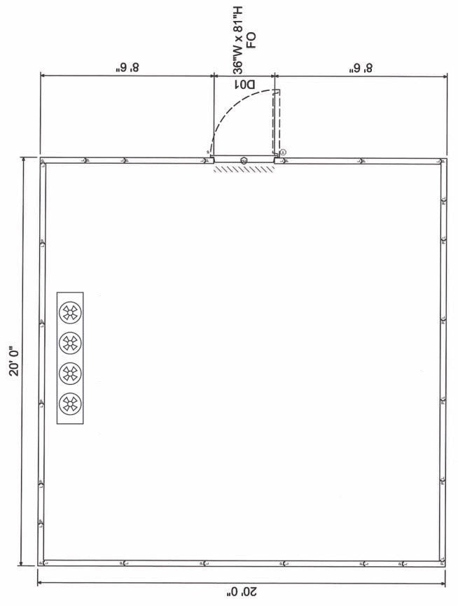 Drawing of 20 x 20 foot American Mortuary Cooler Interior - DO NOT COPY