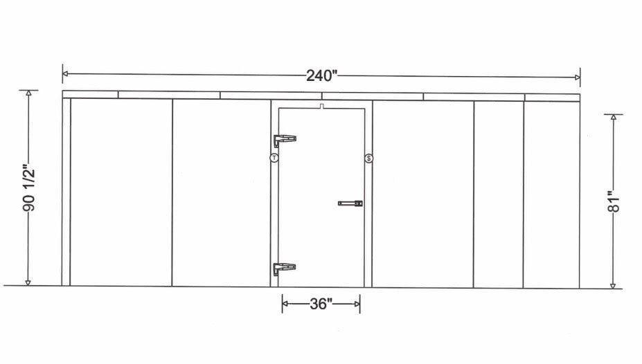 Professional-grade mortuary cooler 20x20 model installed with multi-tier racking system for cadaver storage.