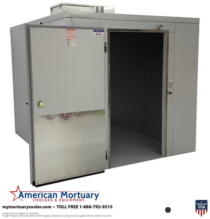 8x10 mortuary cooler providing reliable cadaver storage for funeral homes, hospitals, and medical examiner facilities with extended warranty coverage.