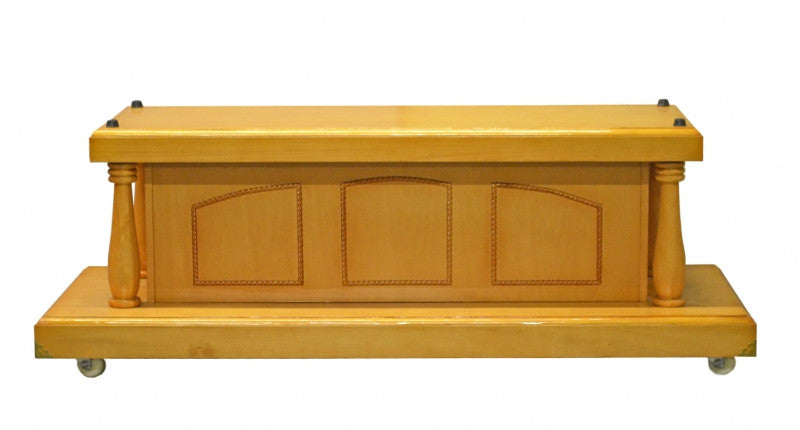 Ultra heavy-duty double-sided casket bier with swivel casters, 1000 lb capacity