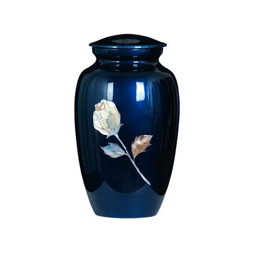 Urn Hand Painted Blue Rose