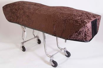 Premium quilted mortuary cot cover and pillowcase in Bristol Brown pattern