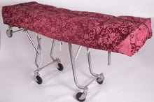 Premium full-zip mortuary cot pouch in burgundy with dual zippers and FluidBlocker lining