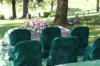 Set of twelve embroidered cemetery chair covers in washable Hy-Luster fabric