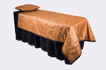 ID viewing system with pillowcase and skirt in copper pattern with waterproof base