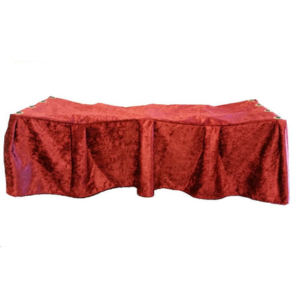 Church truck drape burgundy velvet side pleat detail — 12-pleat skirt for casket church trucks | Funeral Source One