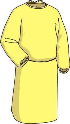 Universal yellow isolation gown worn view, embalming and removal protection