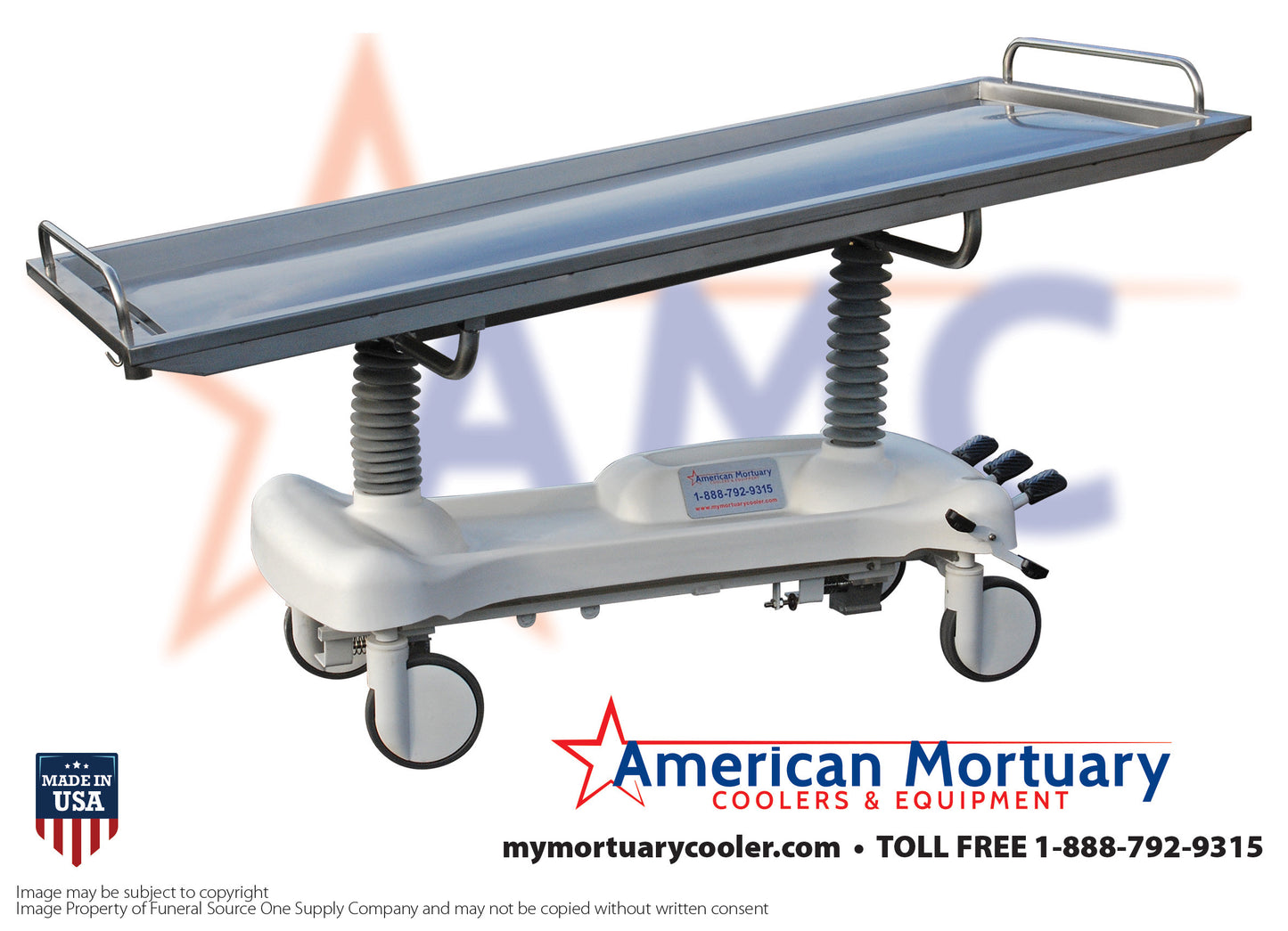 AMERICAN Oversized Hydraulic Embalming Table - 35 Inch