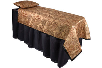 ID viewing system with pillowcase and skirt in Kingsley Gold with waterproof base